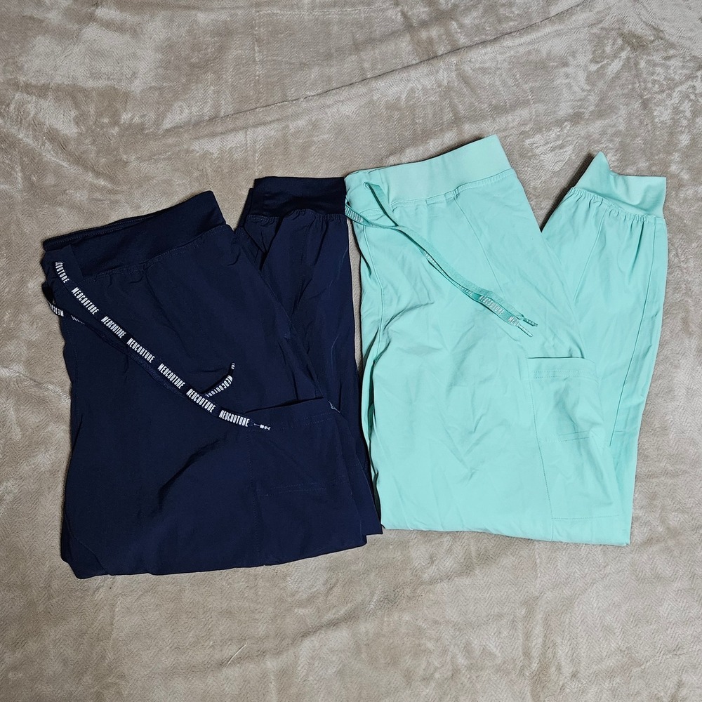 Med Couture Peaches Jogger Scrub Pants Set of 2 Navy Petite Large Seafoam Large